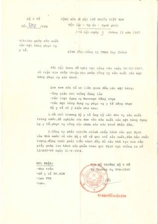 Sản phẩm giác hơi không dùng lửa Duy Thành được chứng nhận Bộ Y tế